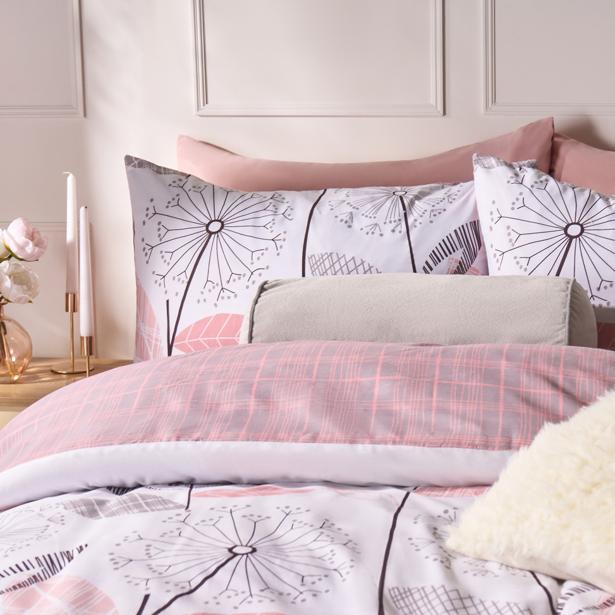 OHS Allium Duvet Cover Set, Blush Pink - Double>