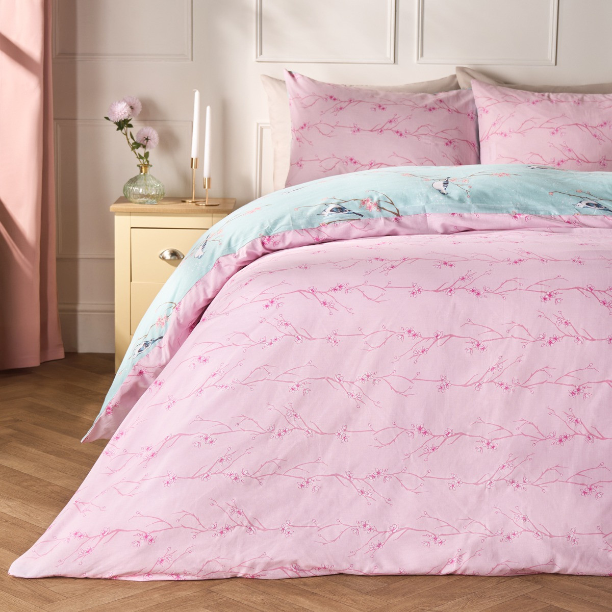 OHS Blossom Bird Duvet Set - Duck Egg>
