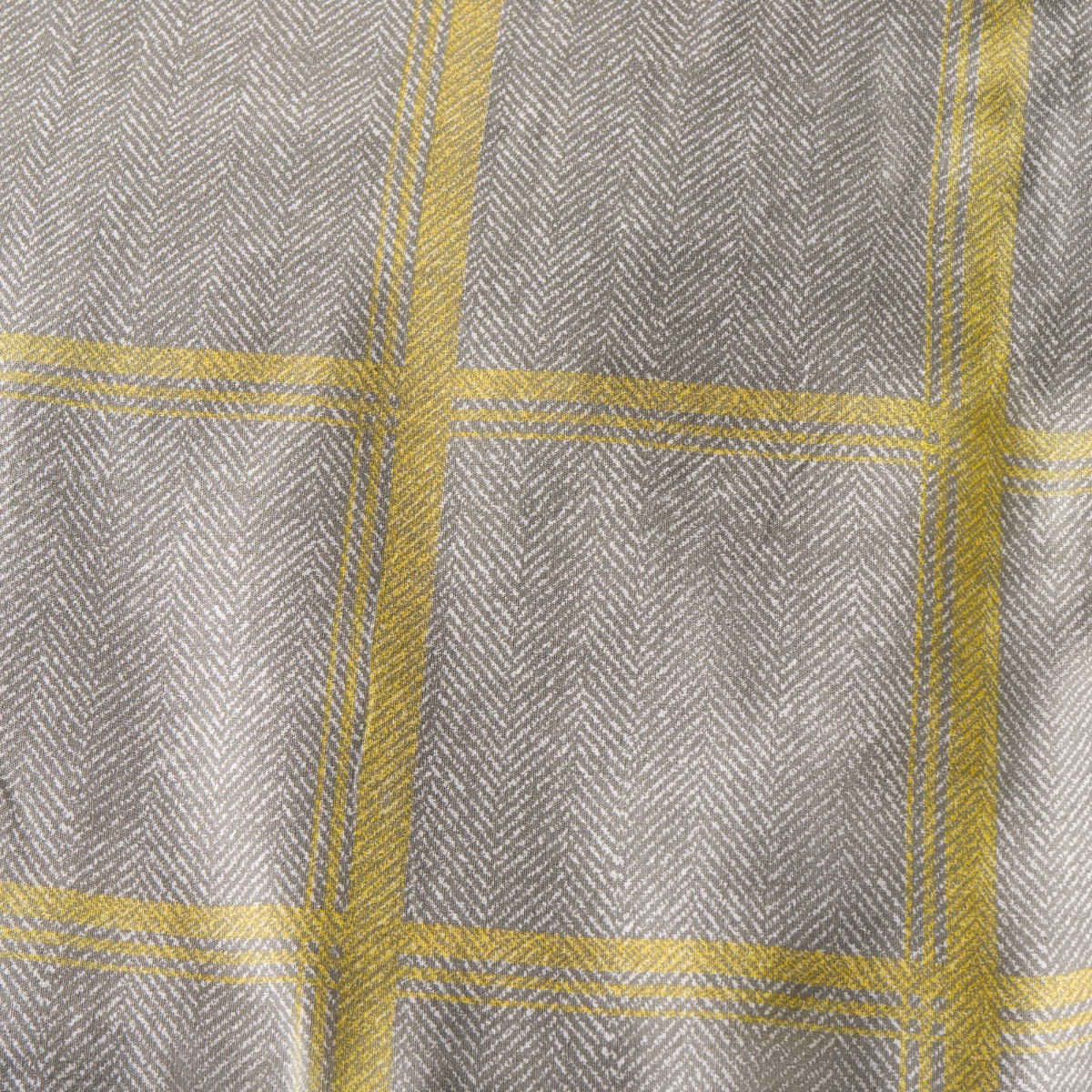 OHS Denim Check Duvet Cover Set, Grey/Ochre - King>
