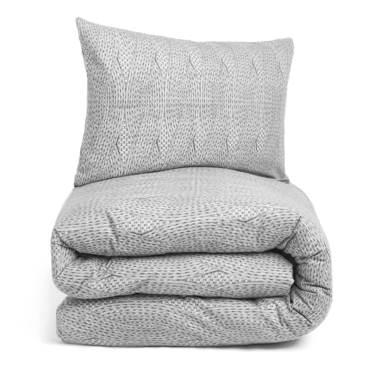 Dreamscene Chunky Knit Print Brushed Cotton Duvet Set - Grey >