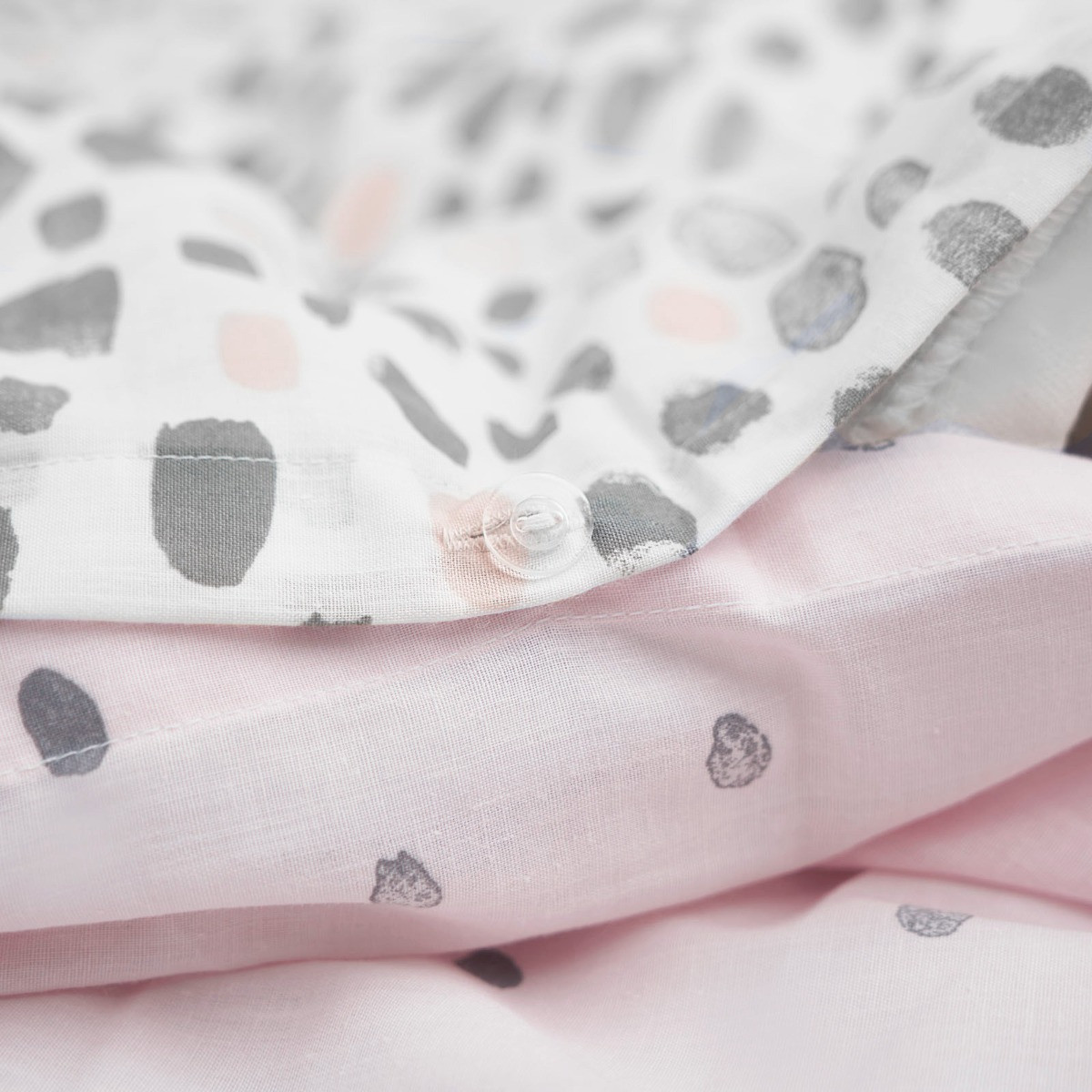 Dreamscene Dalmatian Spots Print Duvet Cover Set - Blush/Grey >