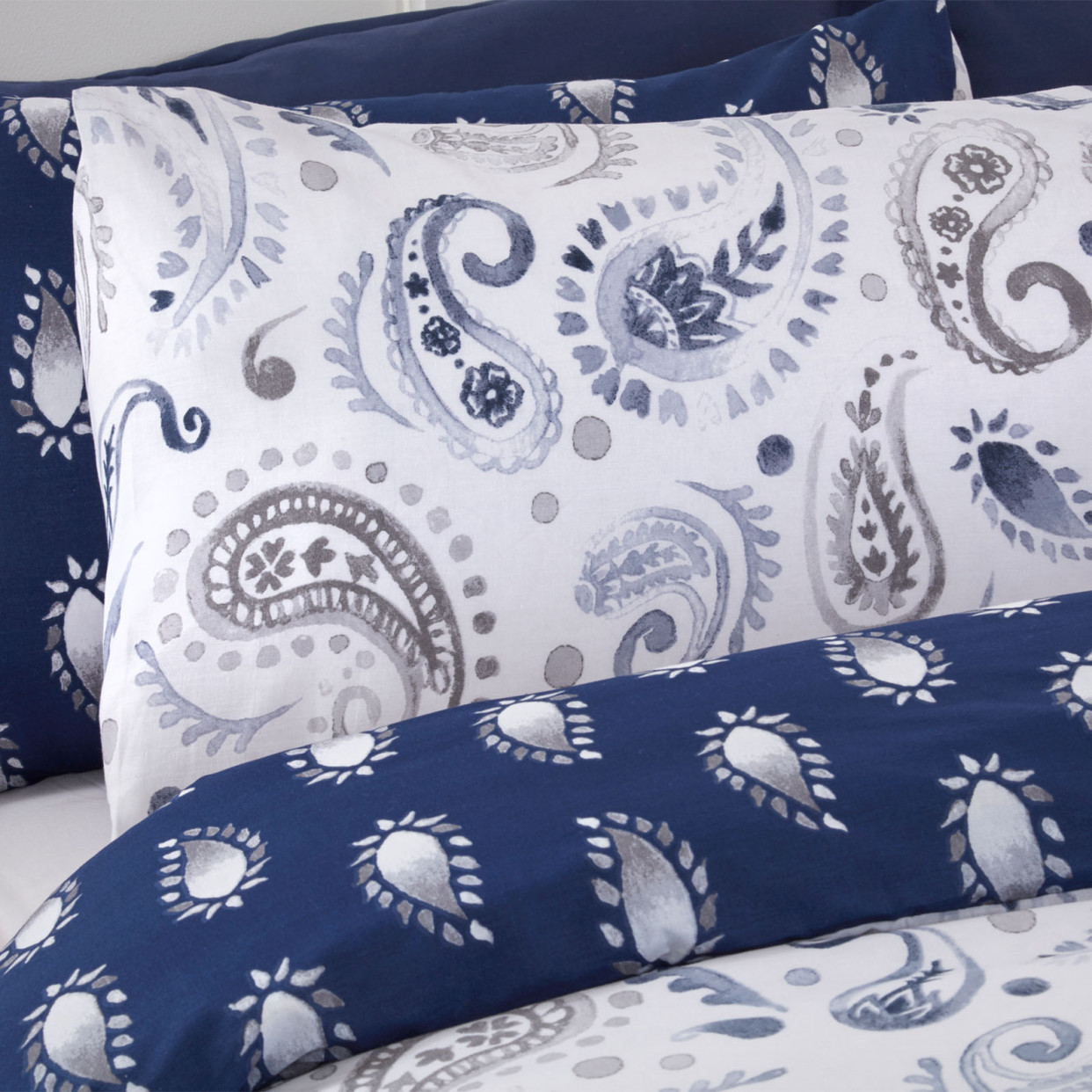 OHS Persian Paisley Duvet Set - Natural/Blue>