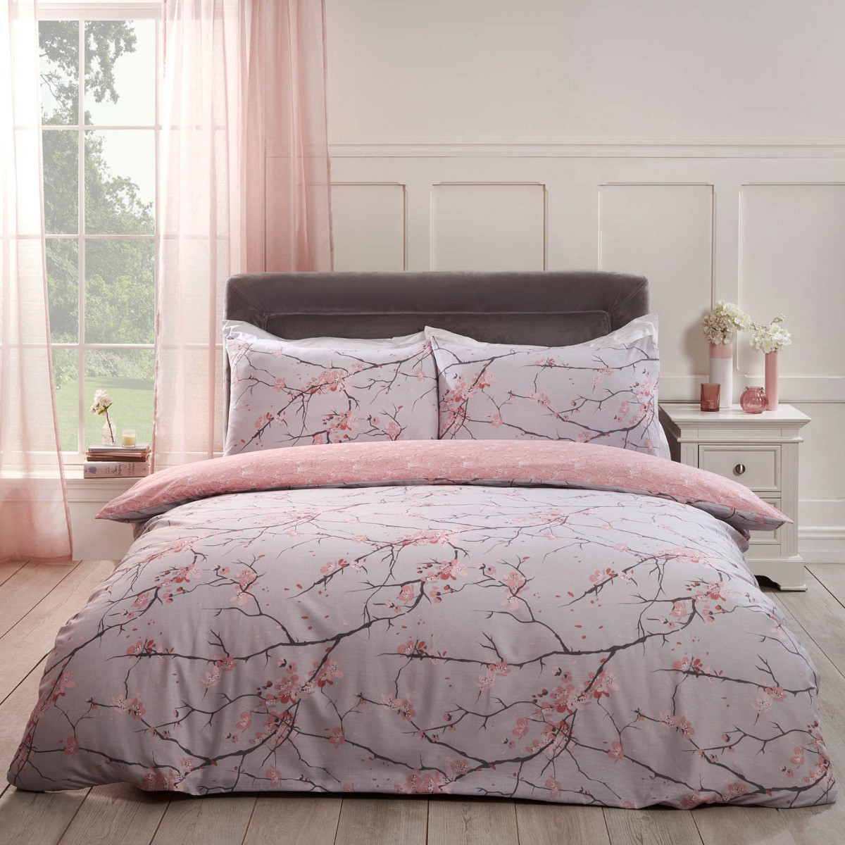 OHS Spring Blossoms Duvet Cover Set - Blush Pink>