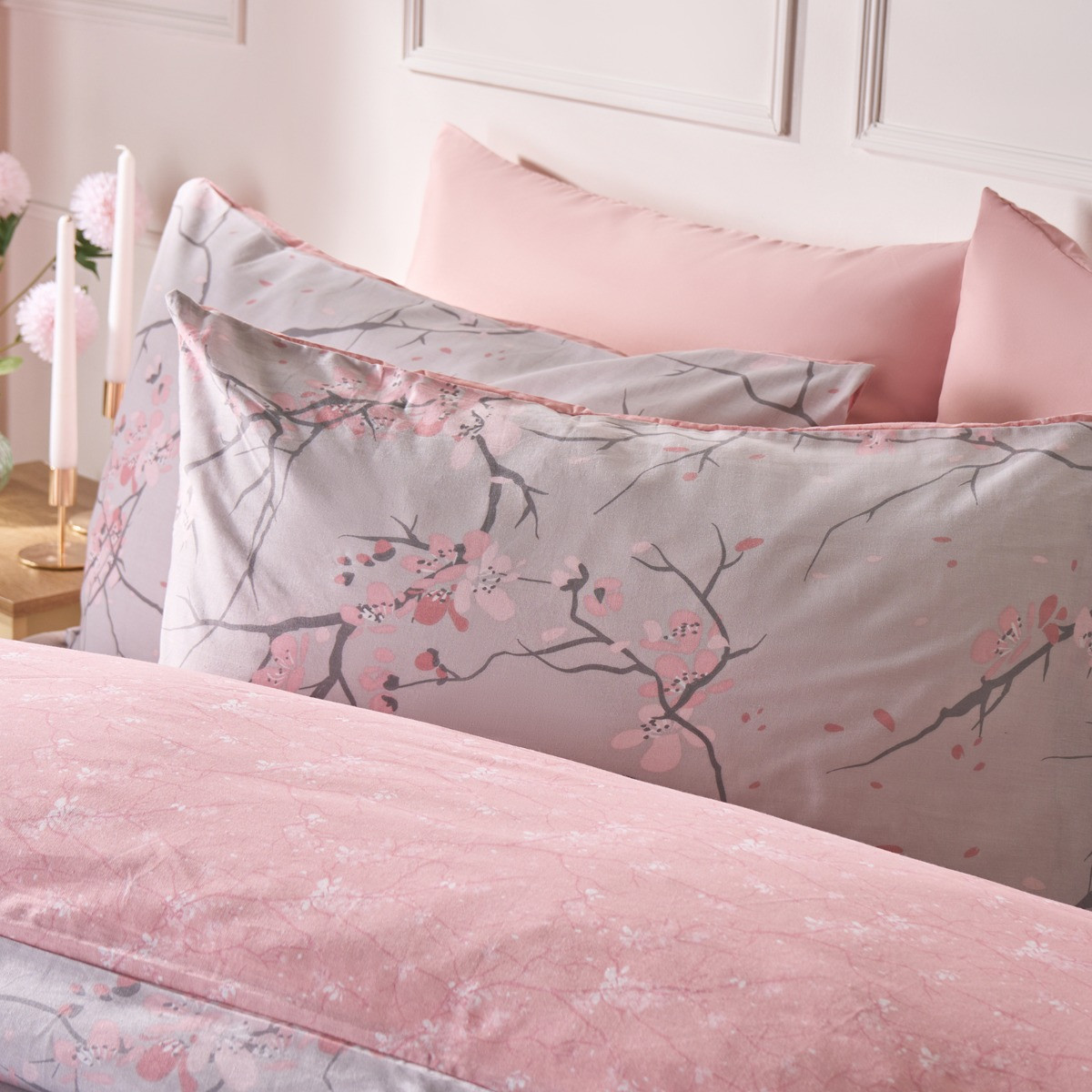 OHS Spring Blossoms Duvet Cover Set, Blush Pink - Single>