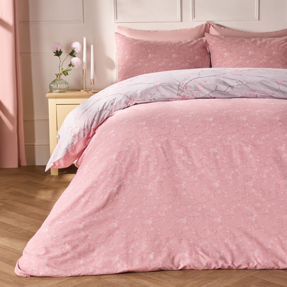 OHS Spring Blossoms Duvet Cover Set, Blush Pink - Single>
