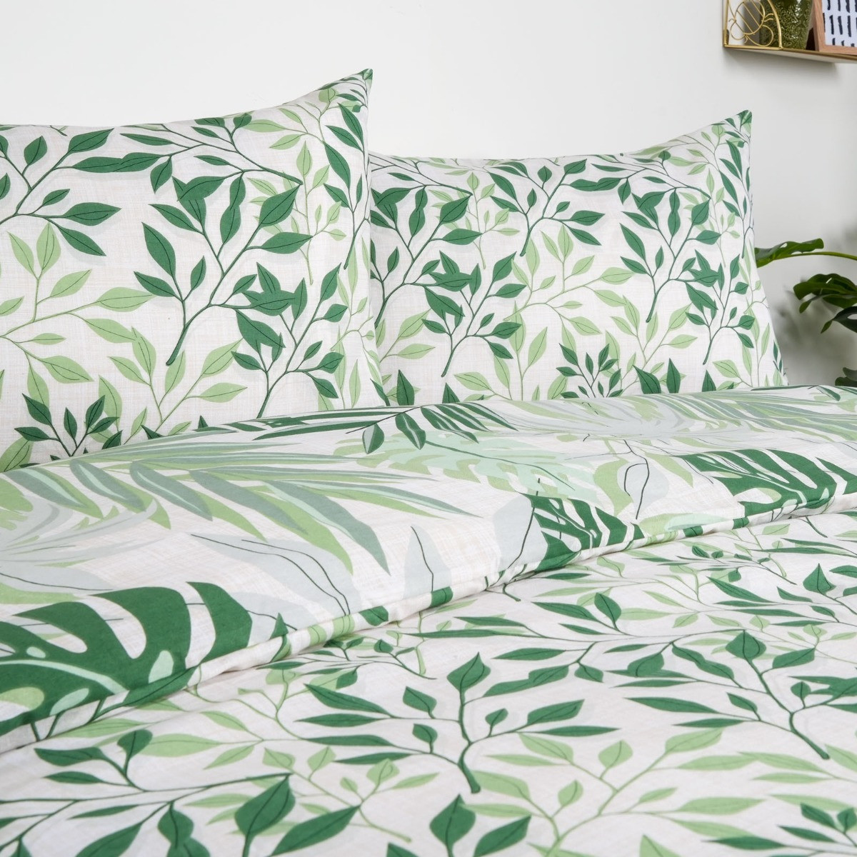 Dreamscene Tropical Print Duvet Set, Sage Double