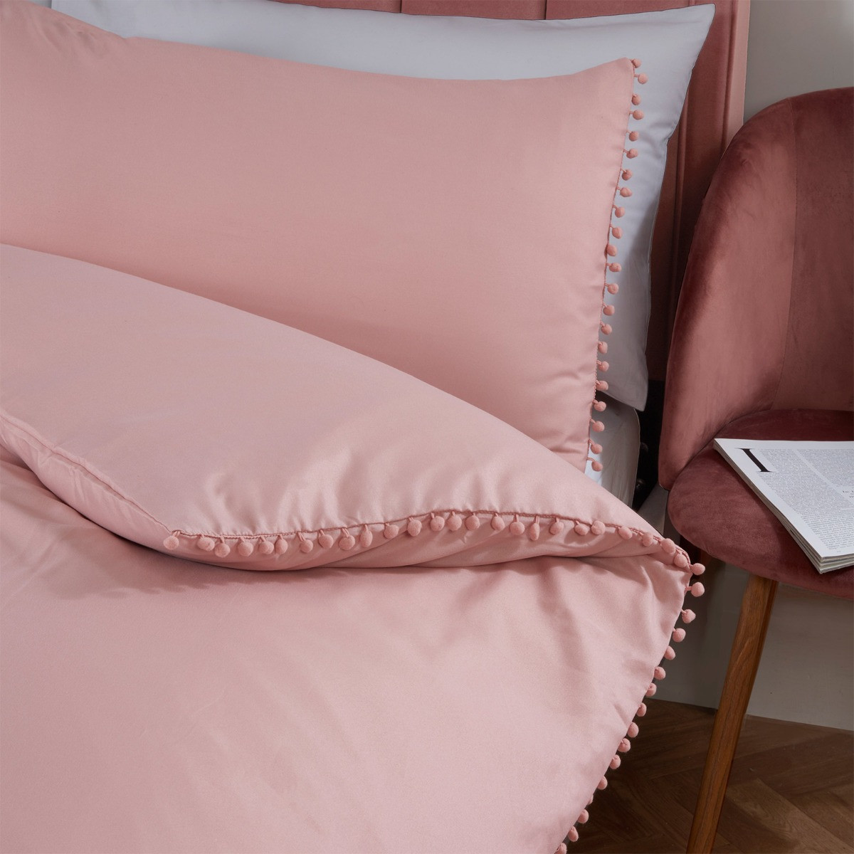Pom Pom Duvet Set, Blush - Single>