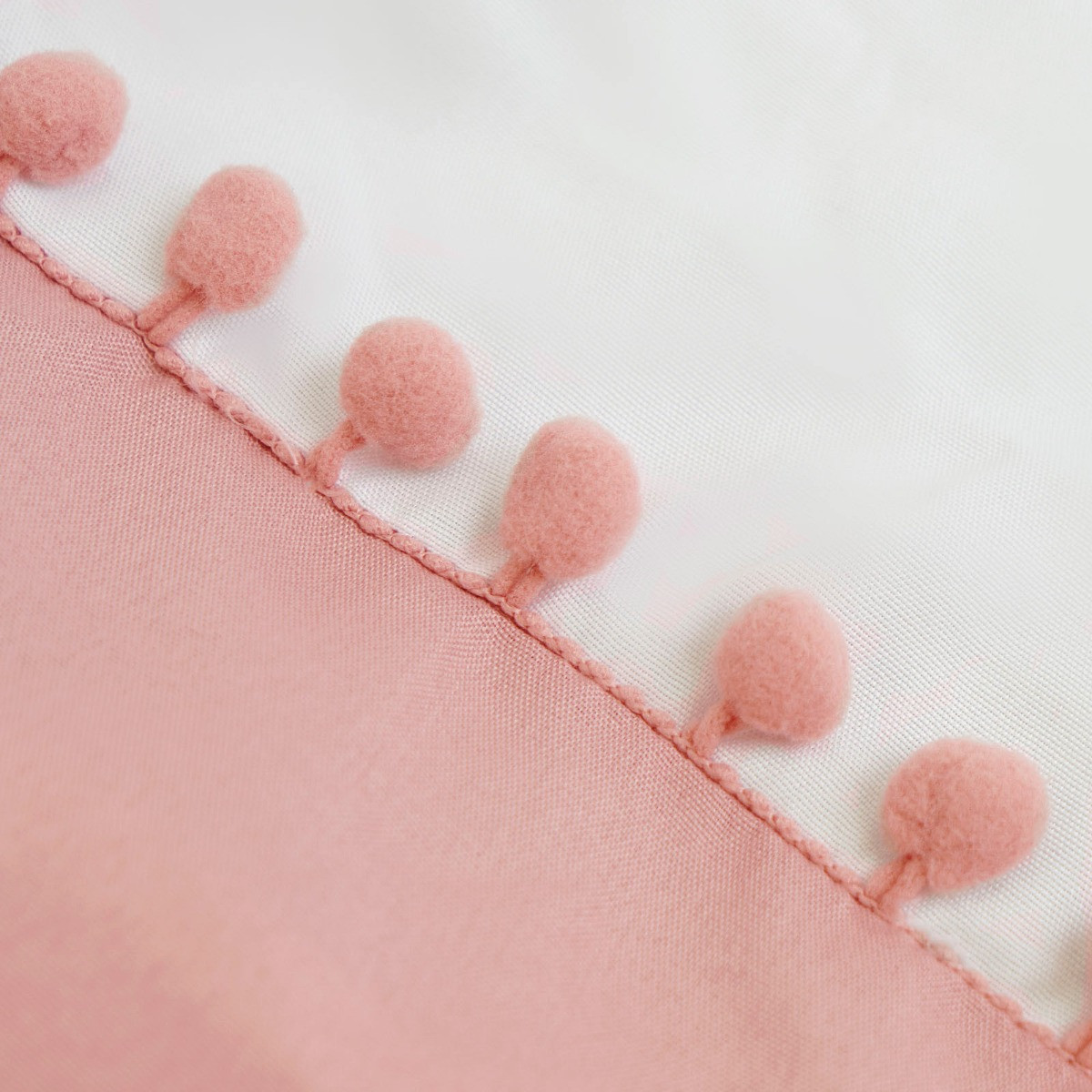 OHS Pom Pom Duvet Cover Set, Blush White - Super King>