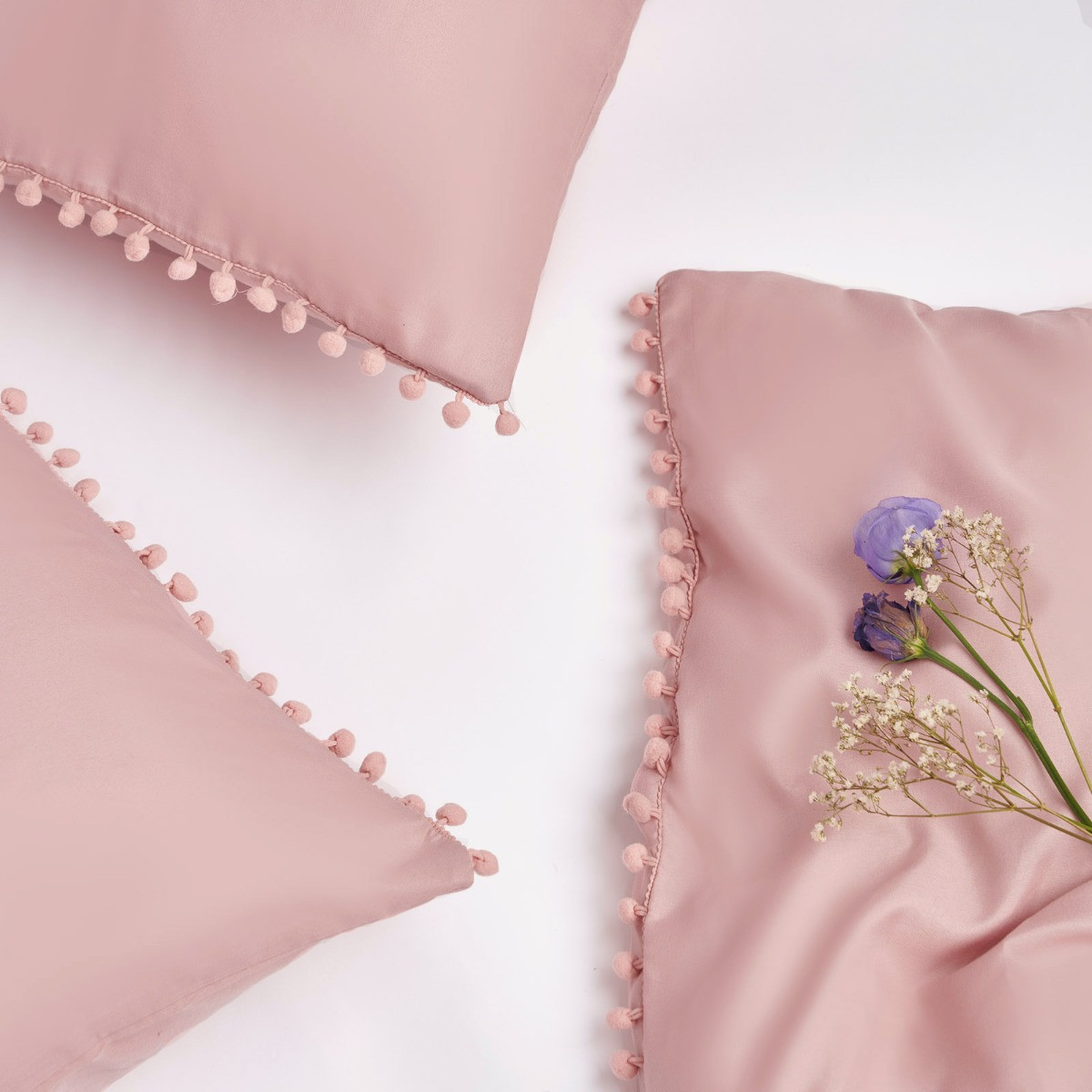 Pom Pom Duvet Set, Blush - Single>