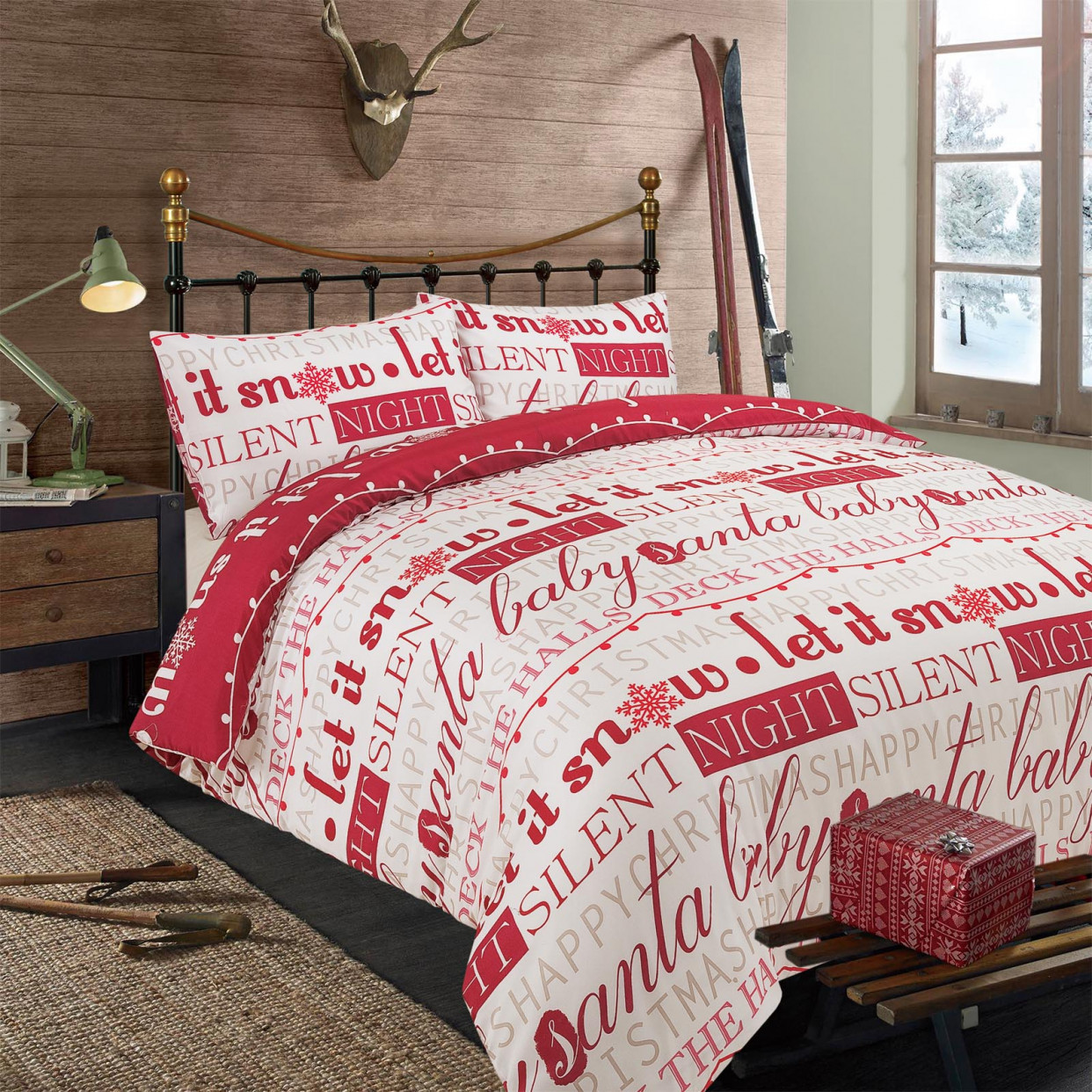 Deck The Halls Double Bedding Set - Red  >