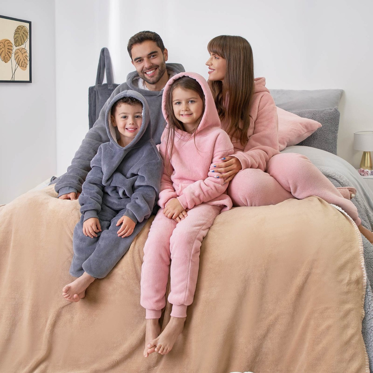 Dreamscene Kids Sherpa Fleece Pyjama Set, Blush - 1-3yrs>