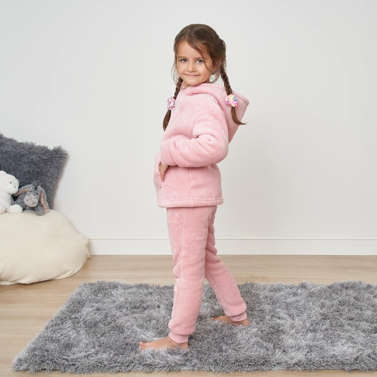 OHS Kids Sherpa Fleece Pyjama Set - Blush>