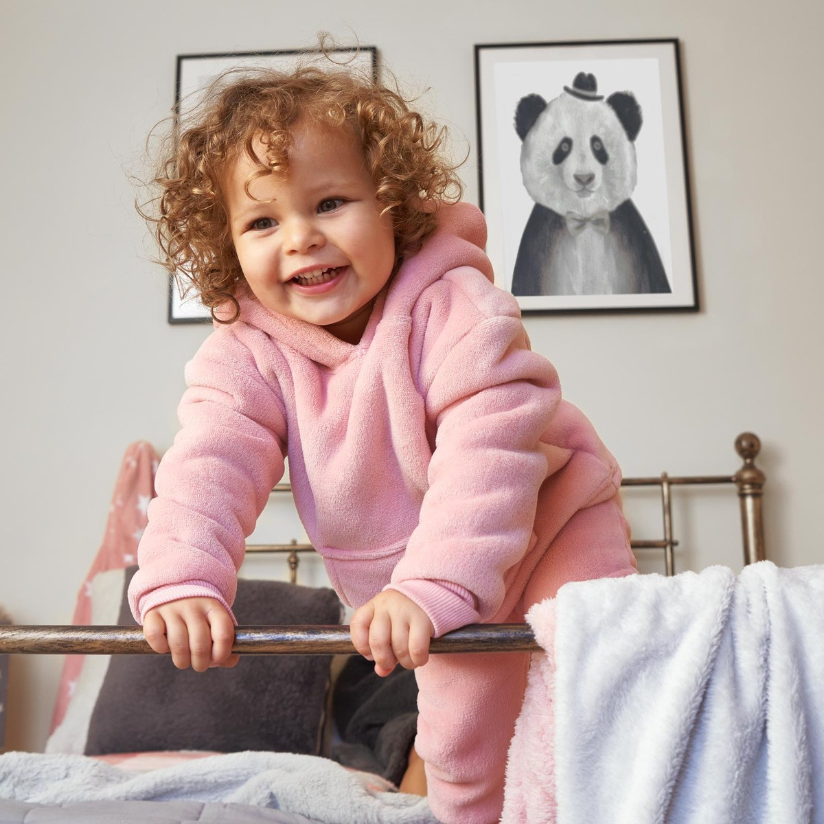 OHS Kids Sherpa Fleece Pyjama Set - Blush>
