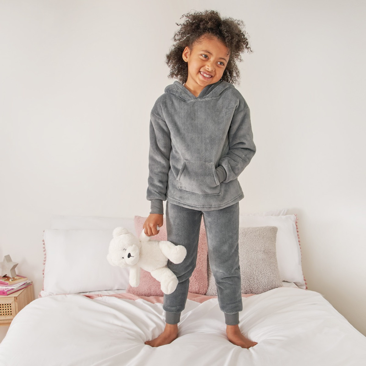 OHS Kids Sherpa Fleece Pyjama Set - Charcoal>