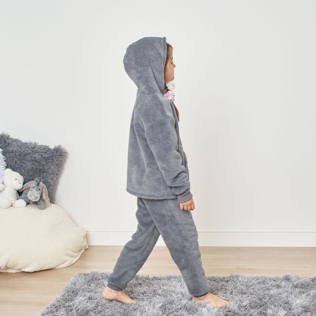 OHS Kids Sherpa Fleece Pyjama Set - Charcoal>