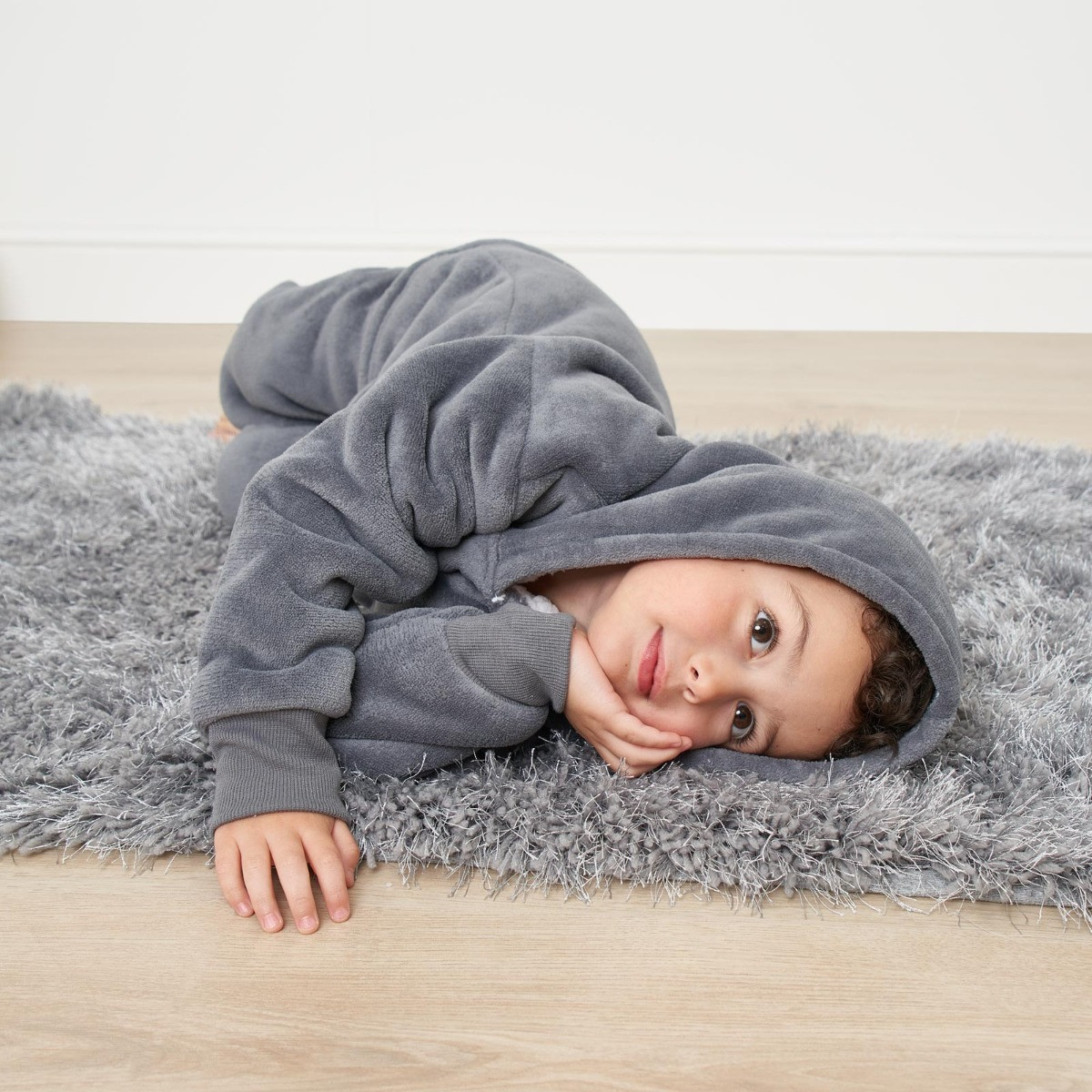 OHS Kids Sherpa Fleece Pyjama Set - Charcoal>