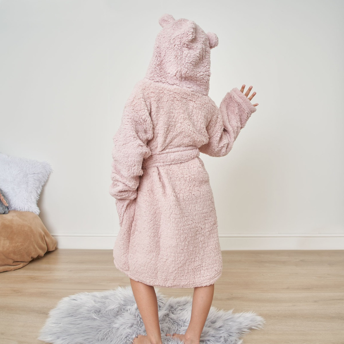 Baby Dressing Gown, Boys & Girls Teddy Bear Pattern, Fleece - Grey – Baby  Togs