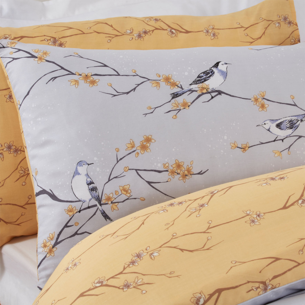OHS Blossom Bird Duvet Set - Grey>