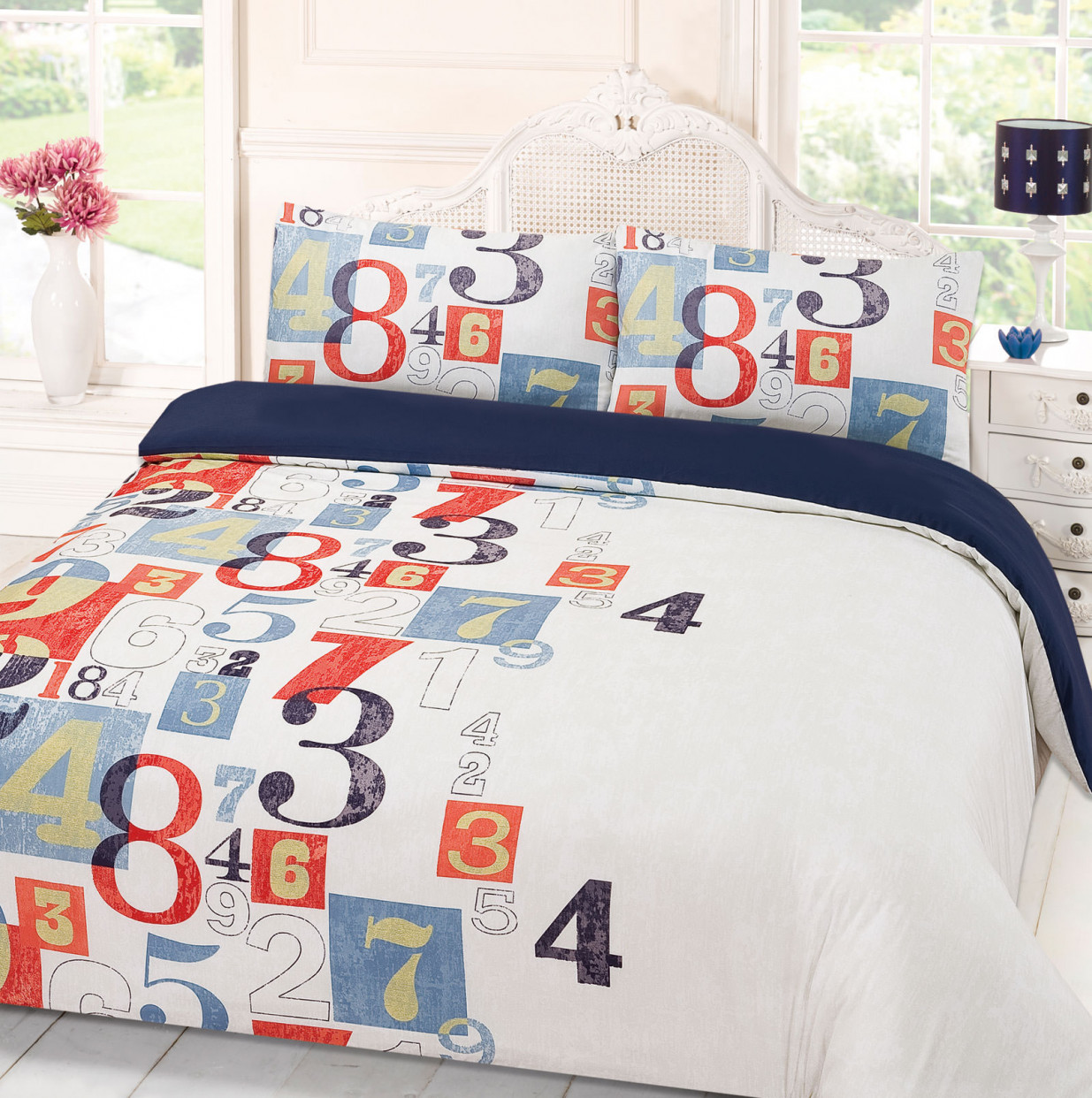 Duvet Cover with Pillowcase Bedding Set Digit Blue Yellow - Double>