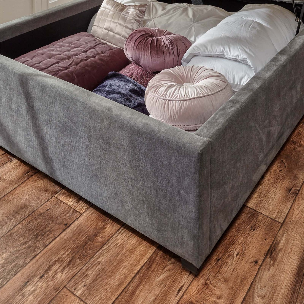 Dakota Ottoman Storage Bed - Pewter>