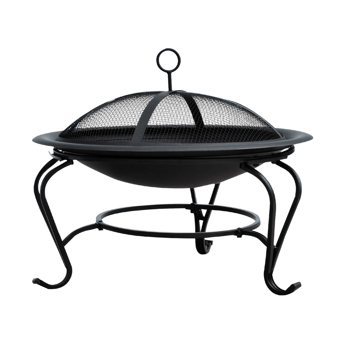 Outsunny Steel Fire Pit With Lid - Black>