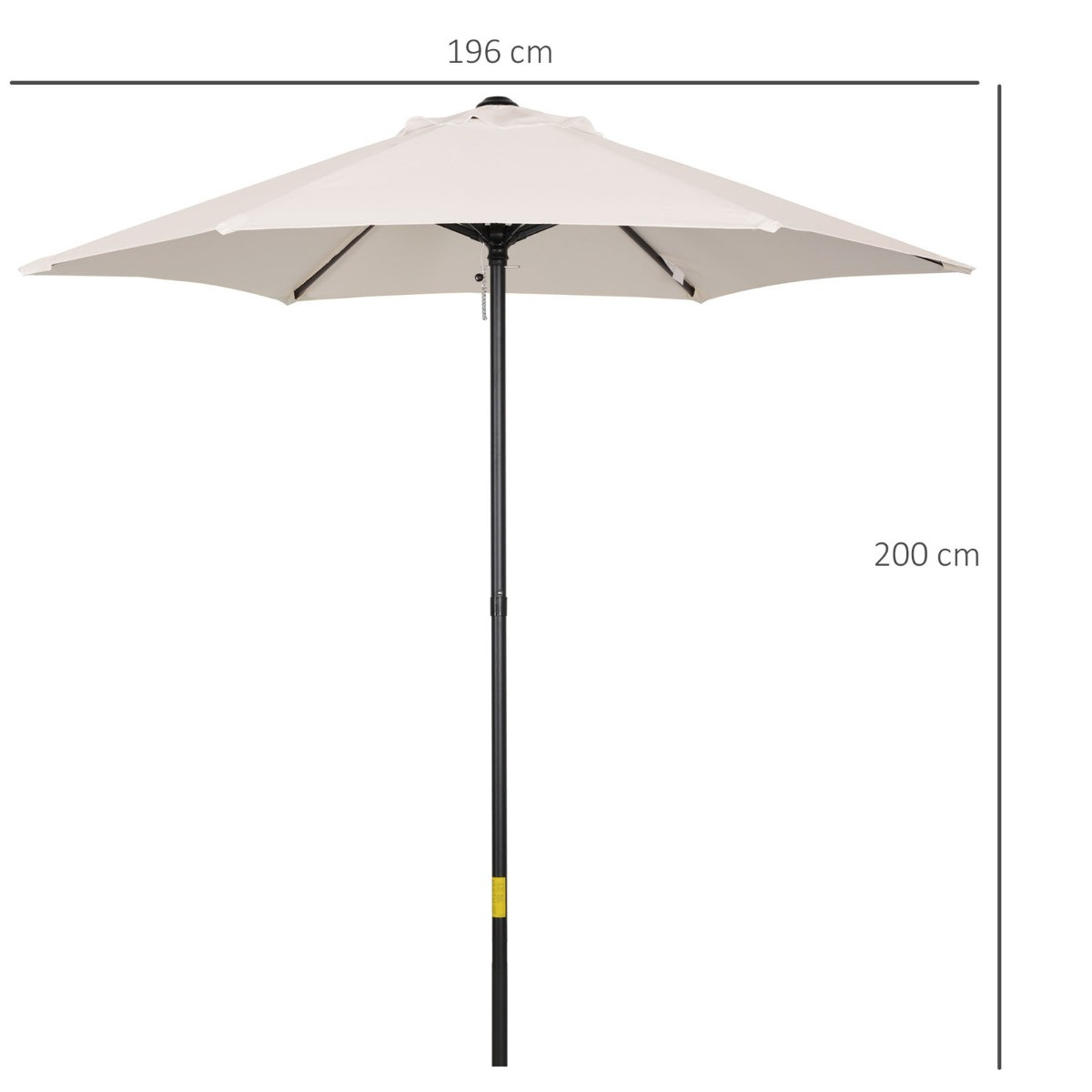 Outsunny Patio Parasol Umbrella, Cream - 1.96m>