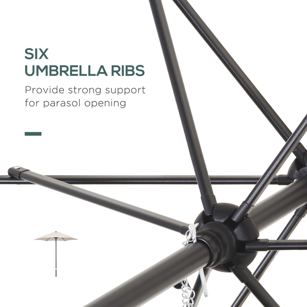 Outsunny Patio Parasol Umbrella, Cream - 1.96m>