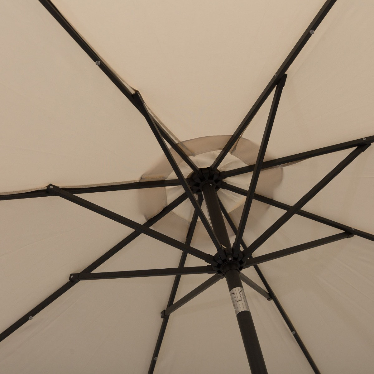 Outsunny 24 LED Solar Powered Parasol Umbrella, Cream - 2.7m>