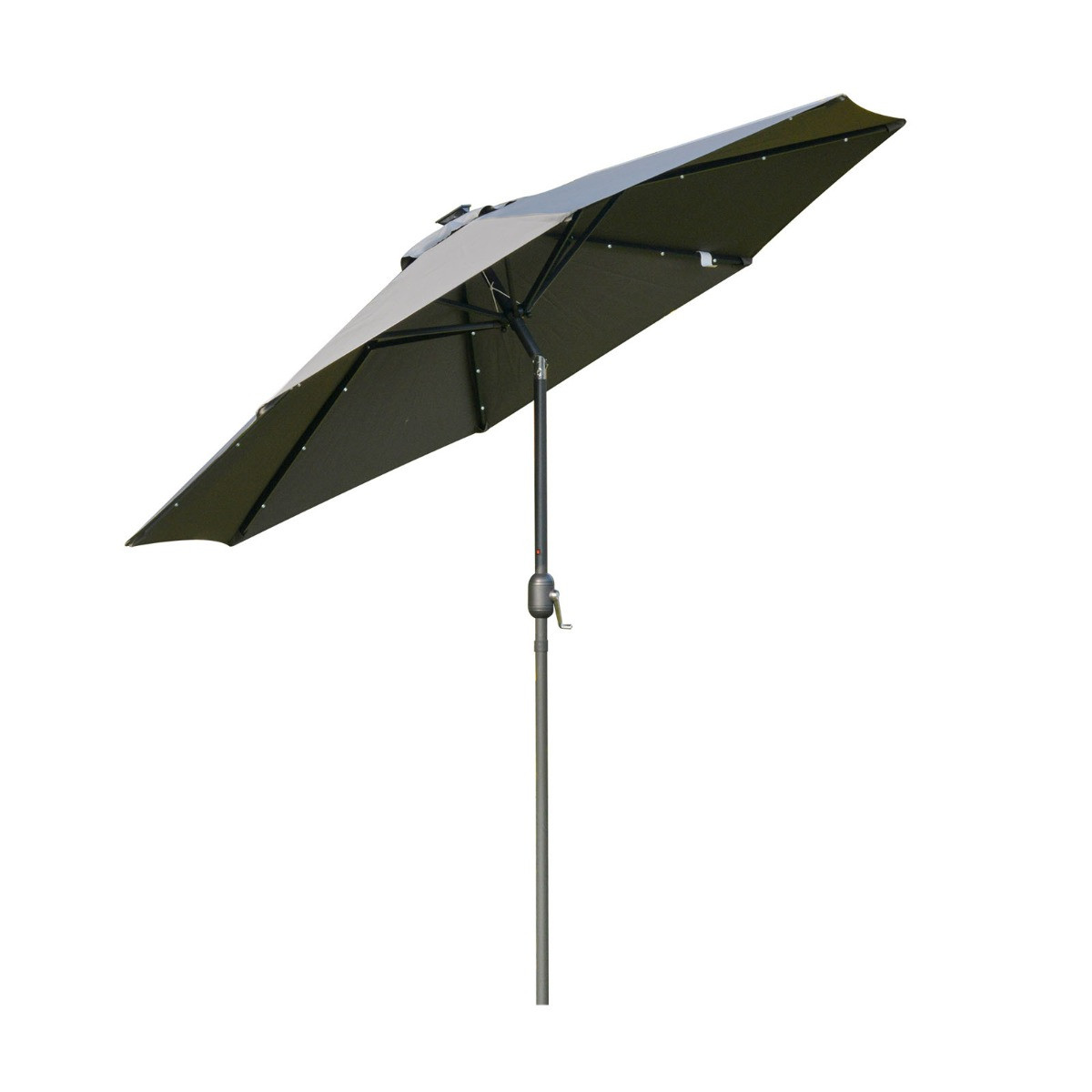 Outsunny 24 LED Solar Powered Parasol Umbrella, Charcoal - 2.7m>