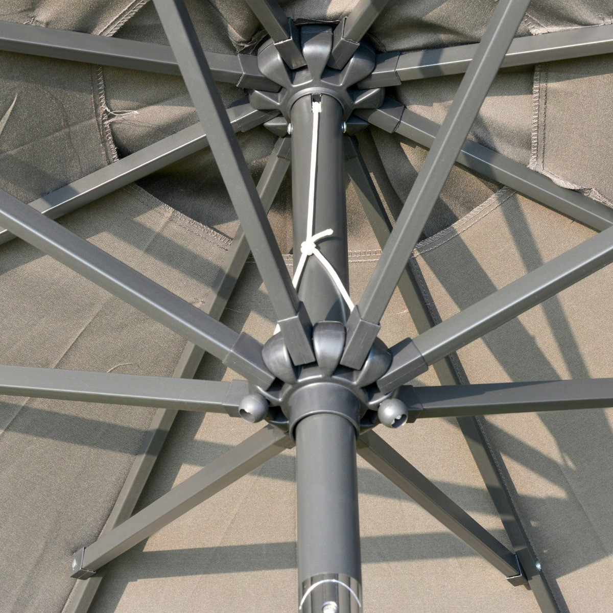 Outsunny 24 LED Solar Powered Parasol Umbrella, Charcoal - 2.7m>