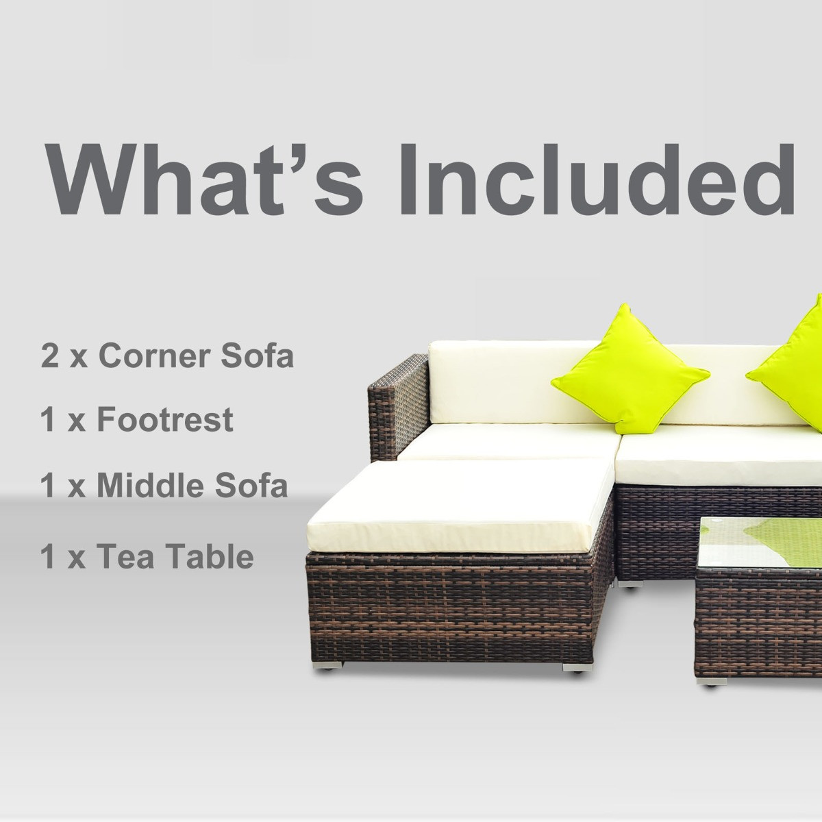 Outsunny Rattan Garden Sectional Sofa Set, Brown - 4 Seater>