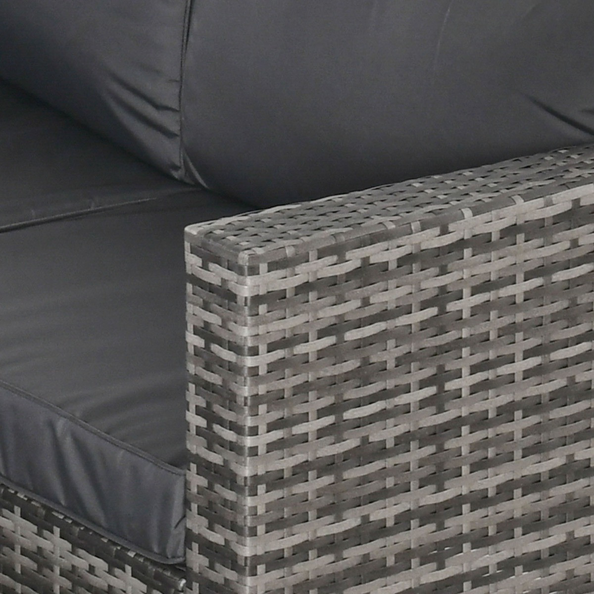 Outsunny Rattan Corner Sofa Set With Coffee Table, Grey - 4 Seater>