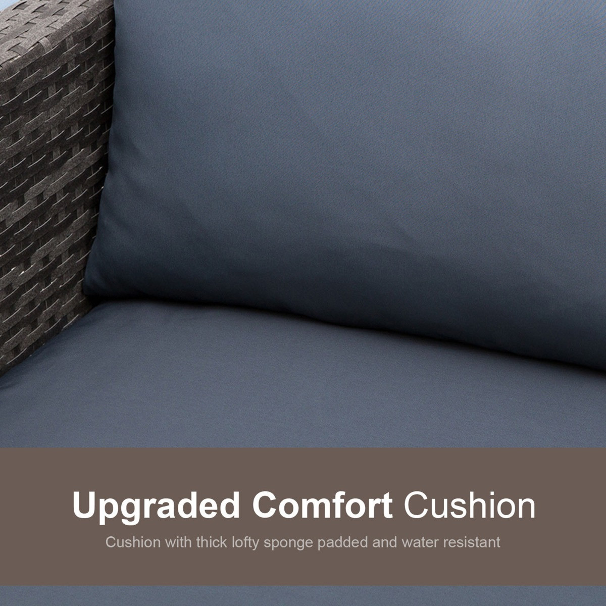 Outsunny Rattan L Shaped Sofa Set, Grey - 3 Seater>