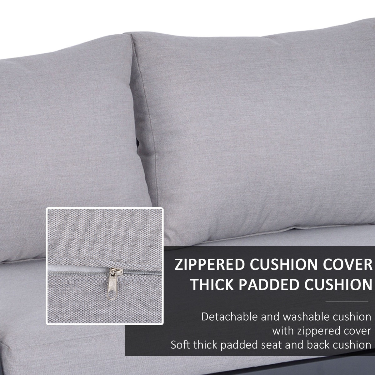 Outsunny Wicker Rattan Sofa Set With Coffee Table, Charcoal - 4 Seater>