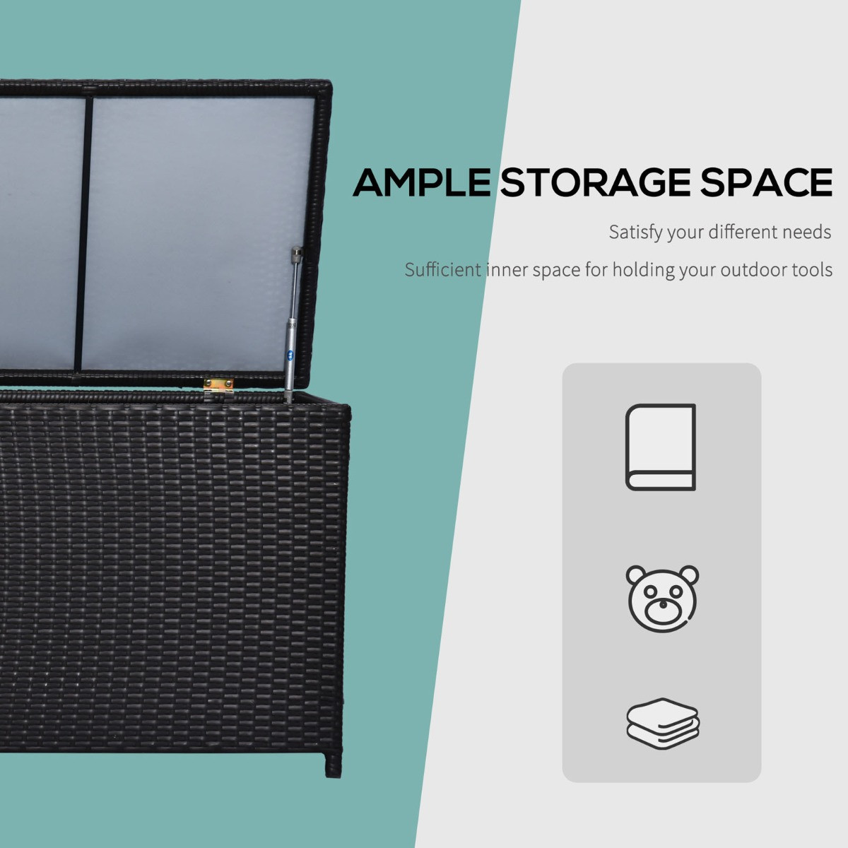 Outsunny Rattan Storage Box - Dark Brown>