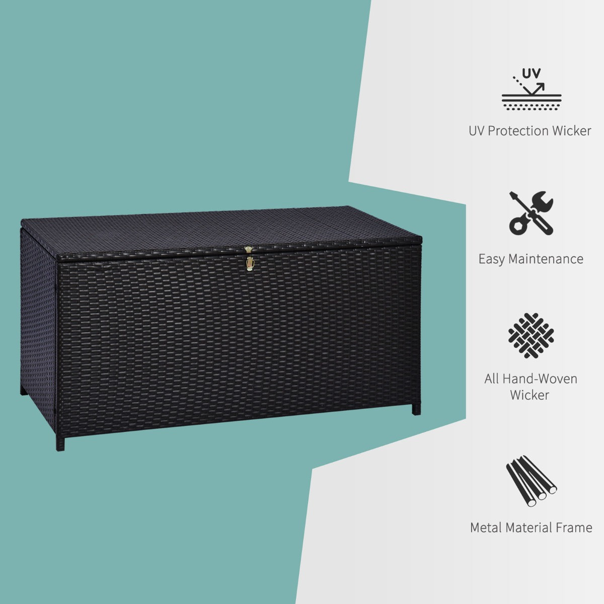 Outsunny Rattan Storage Box - Dark Brown>