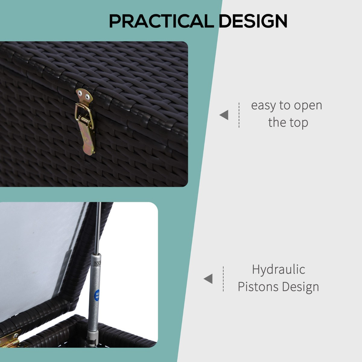 Outsunny Rattan Storage Box - Dark Brown>