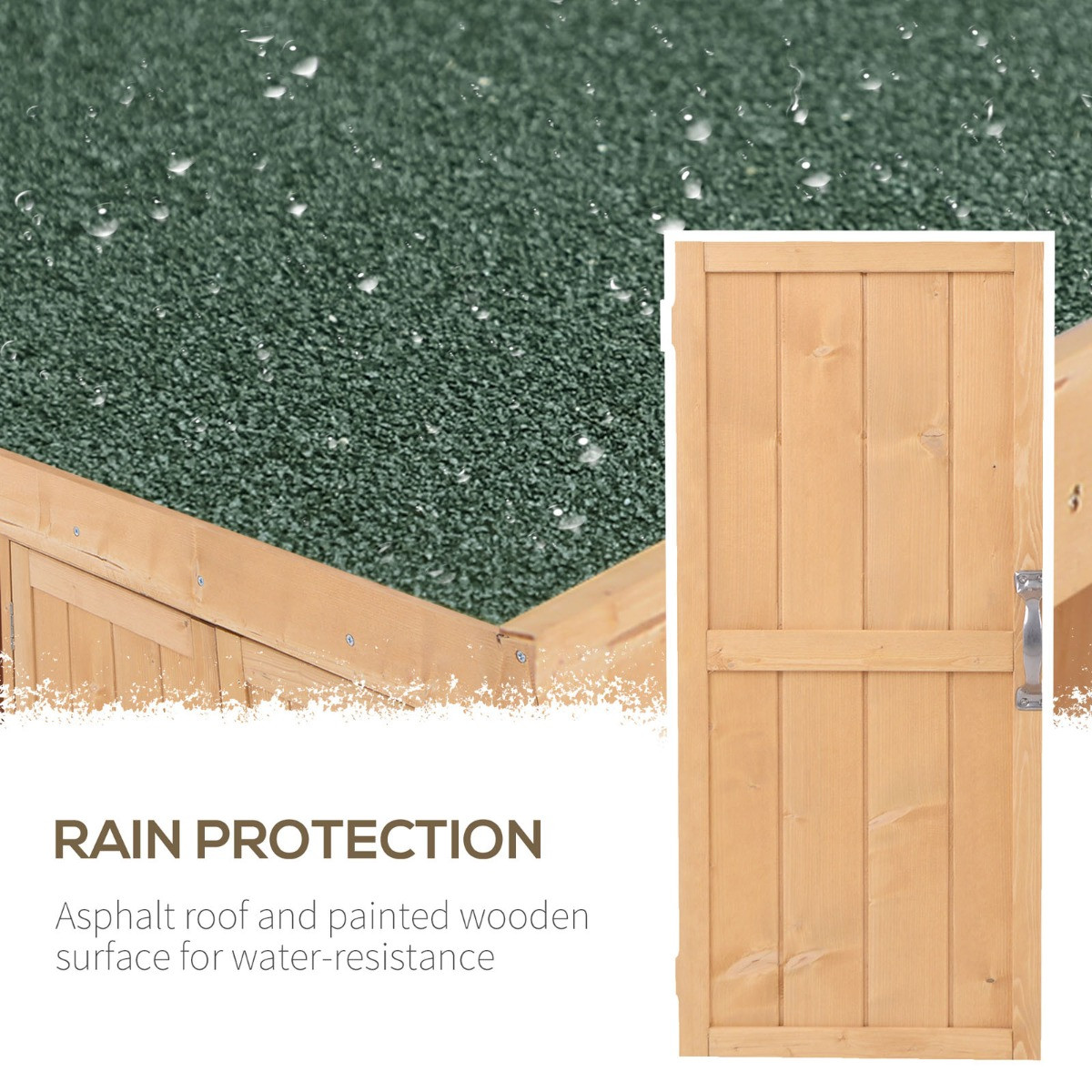 Outsunny Wooden Garden Storage Shed Cabinet - Natural Wood>