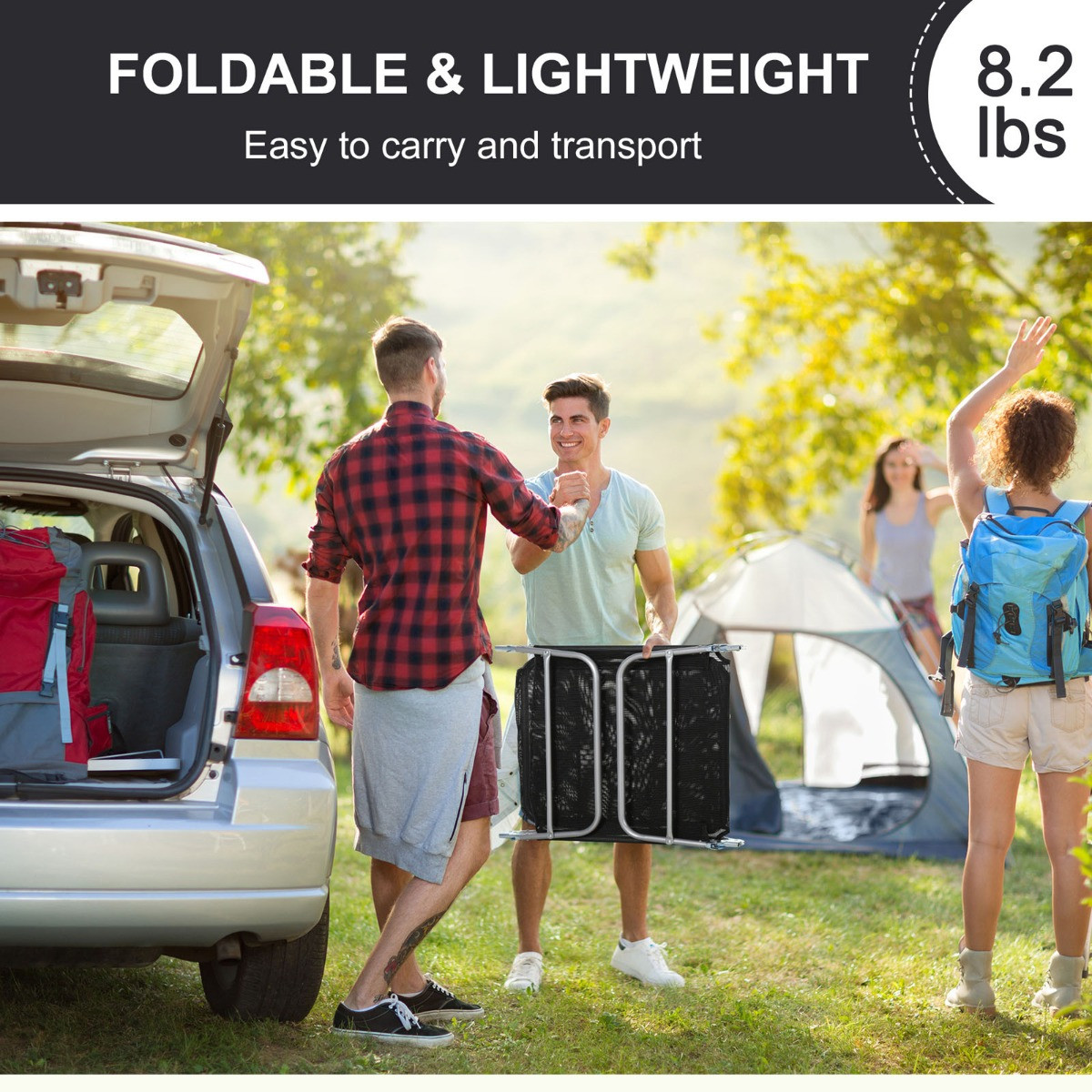 Outsunny Garden Recliner Adjustable Sun Lounger - Black>