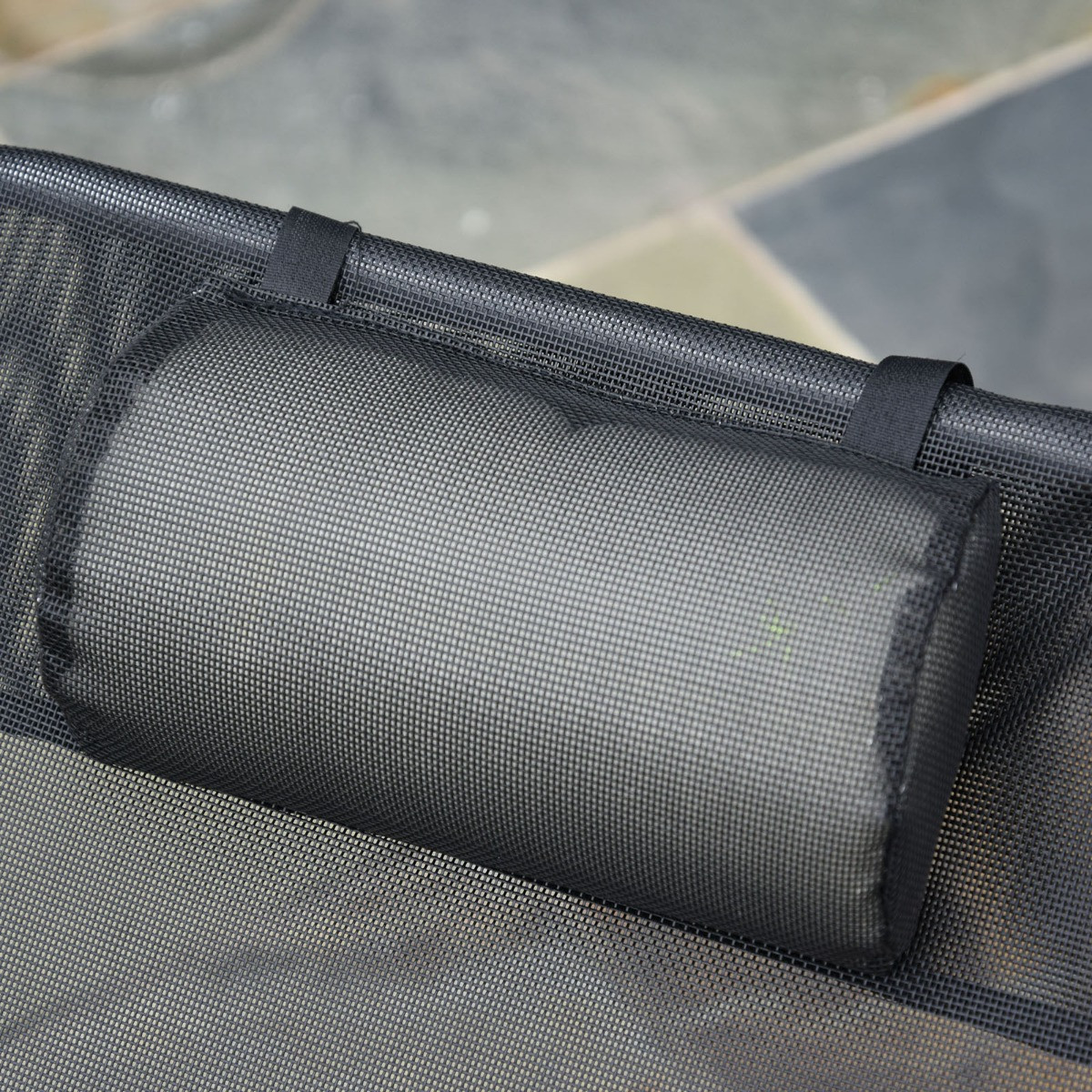 Outsunny Garden Recliner Adjustable Sun Lounger - Black>