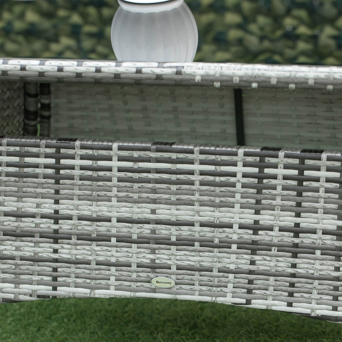 Outsunny Rattan Garden Furniture Dining Set, Grey - 7Pc>