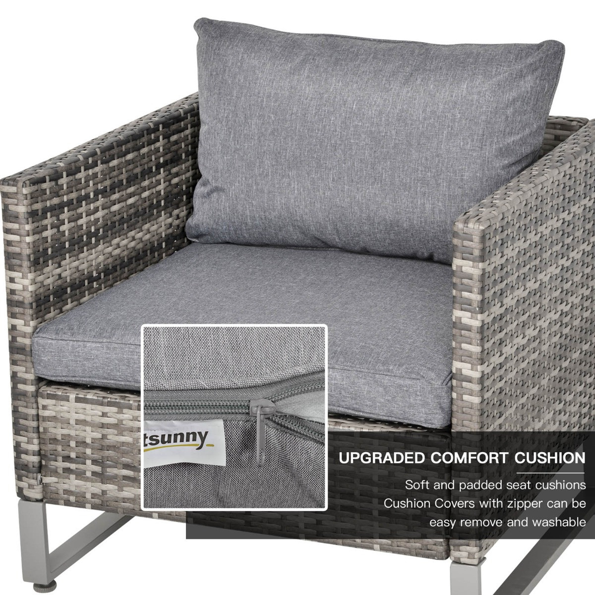 Outsunny  Wicker Rattan Dining Lounge Set, Grey - 4 Seater>