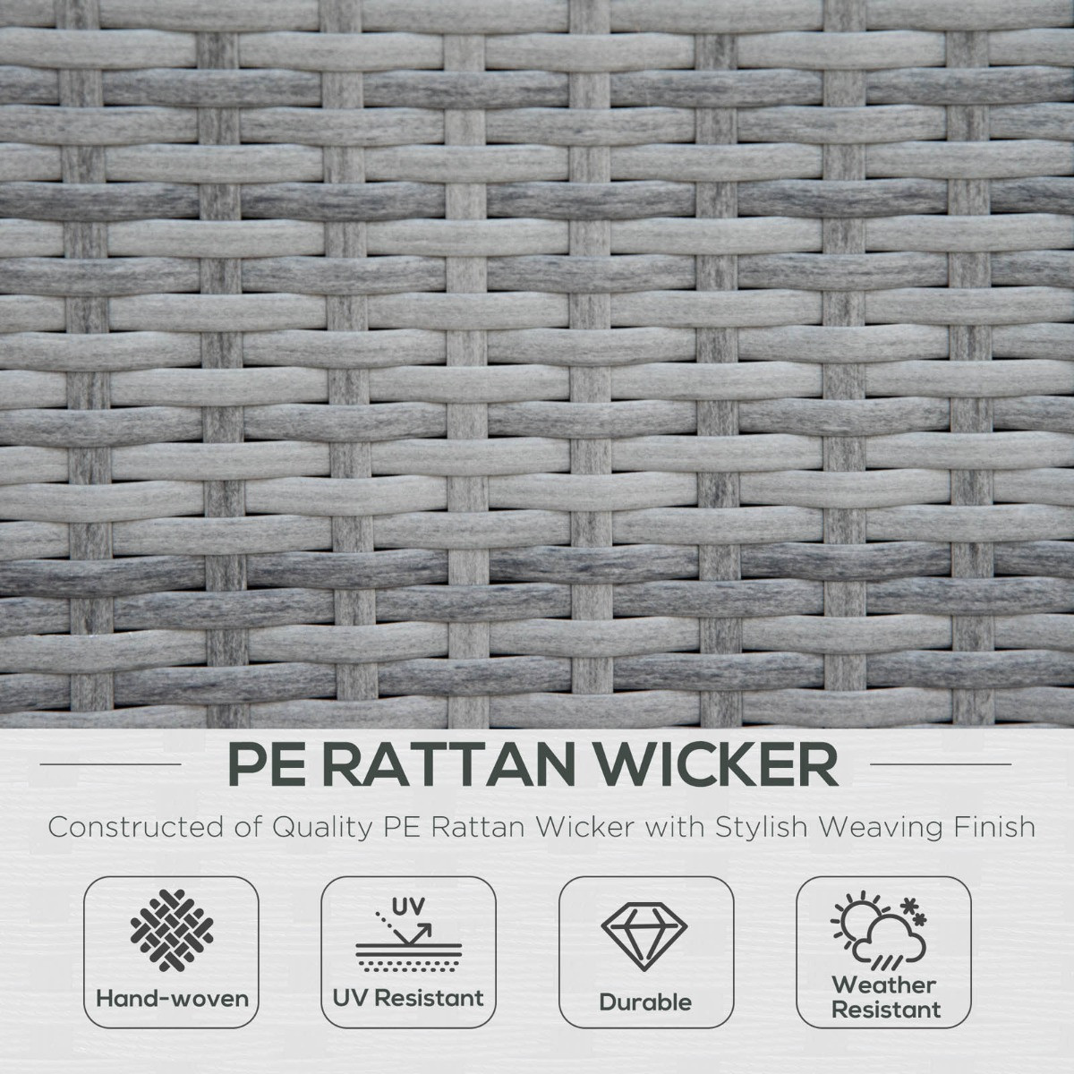 Outsunny Wicker Rattan Sofa Set With Coffee Table, Grey - 6 Seater>