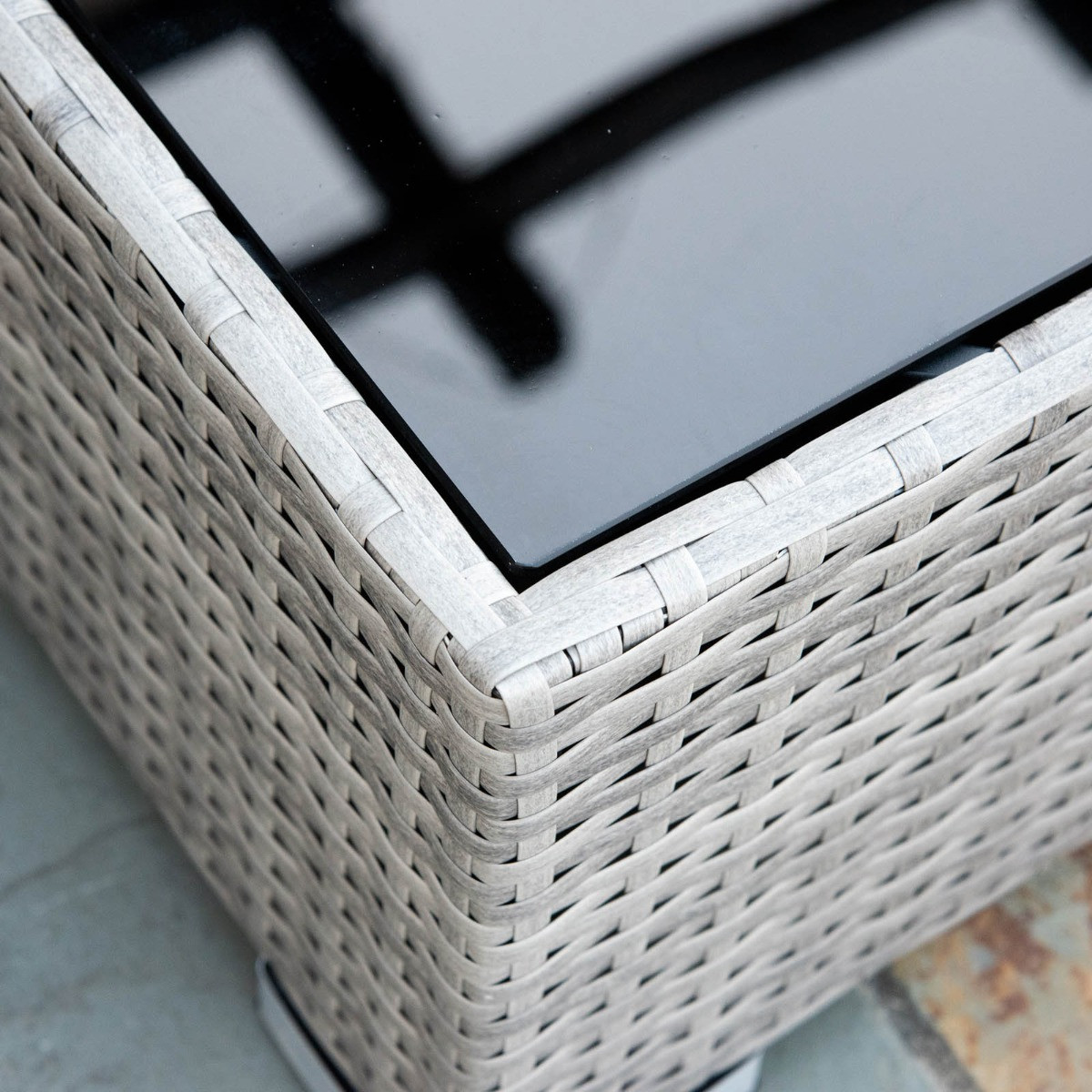 Outsunny Wicker Rattan Sofa Set With Coffee Table, Grey - 6 Seater>