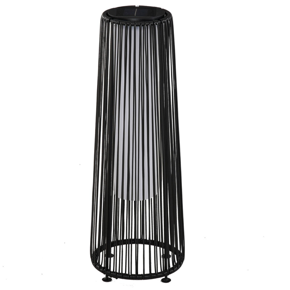 Outsunny Woven Resin Wicker Outdoor Solar Lantern Light - Black>
