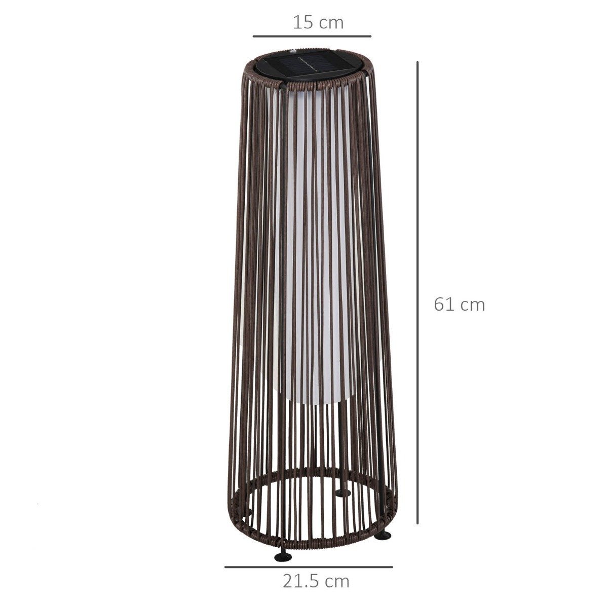 Outsunny Woven Resin Wicker Outdoor Solar Lantern Light - Brown>