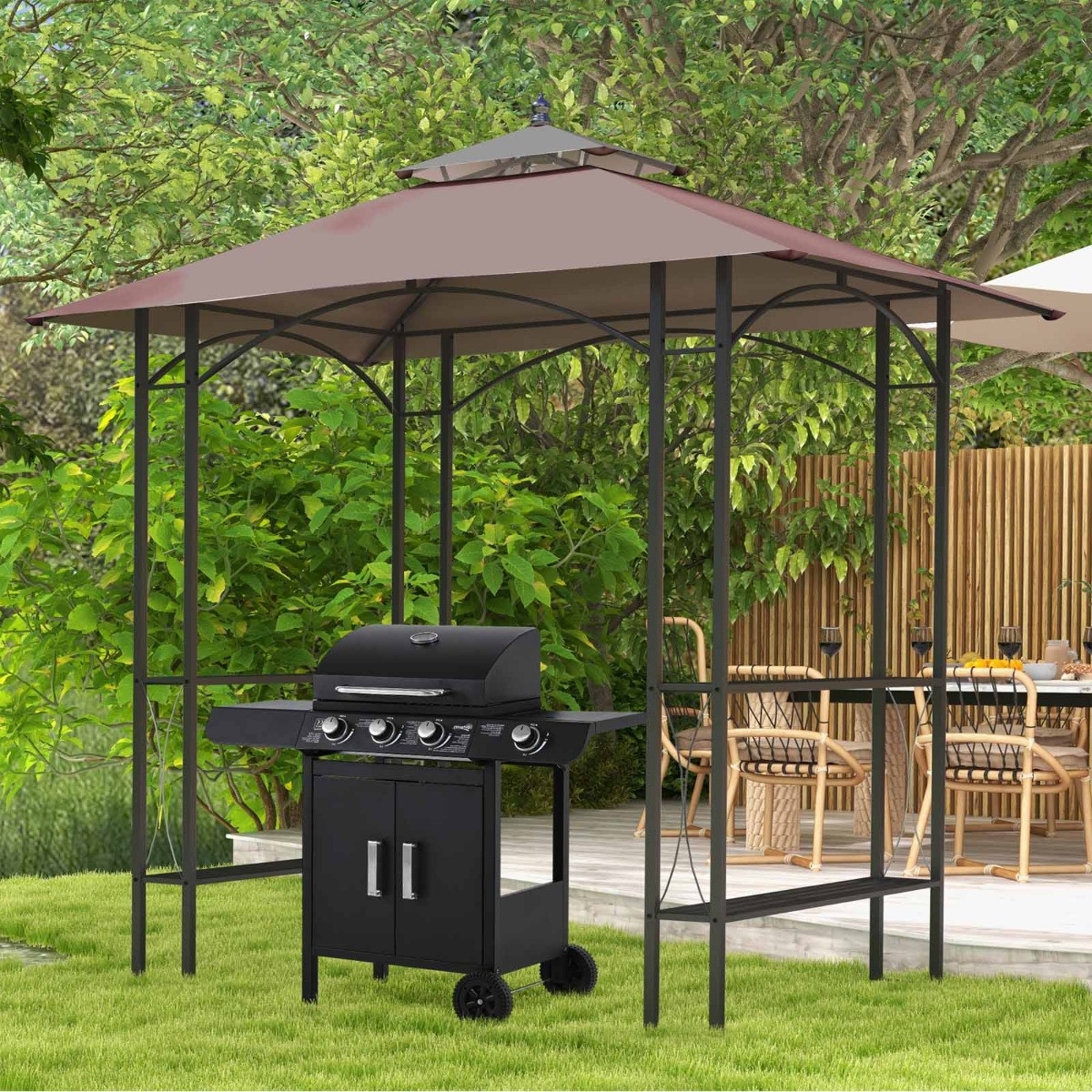Outsunny Outdoor Gazebo, Coffee - 2.5 x 1.5 m>