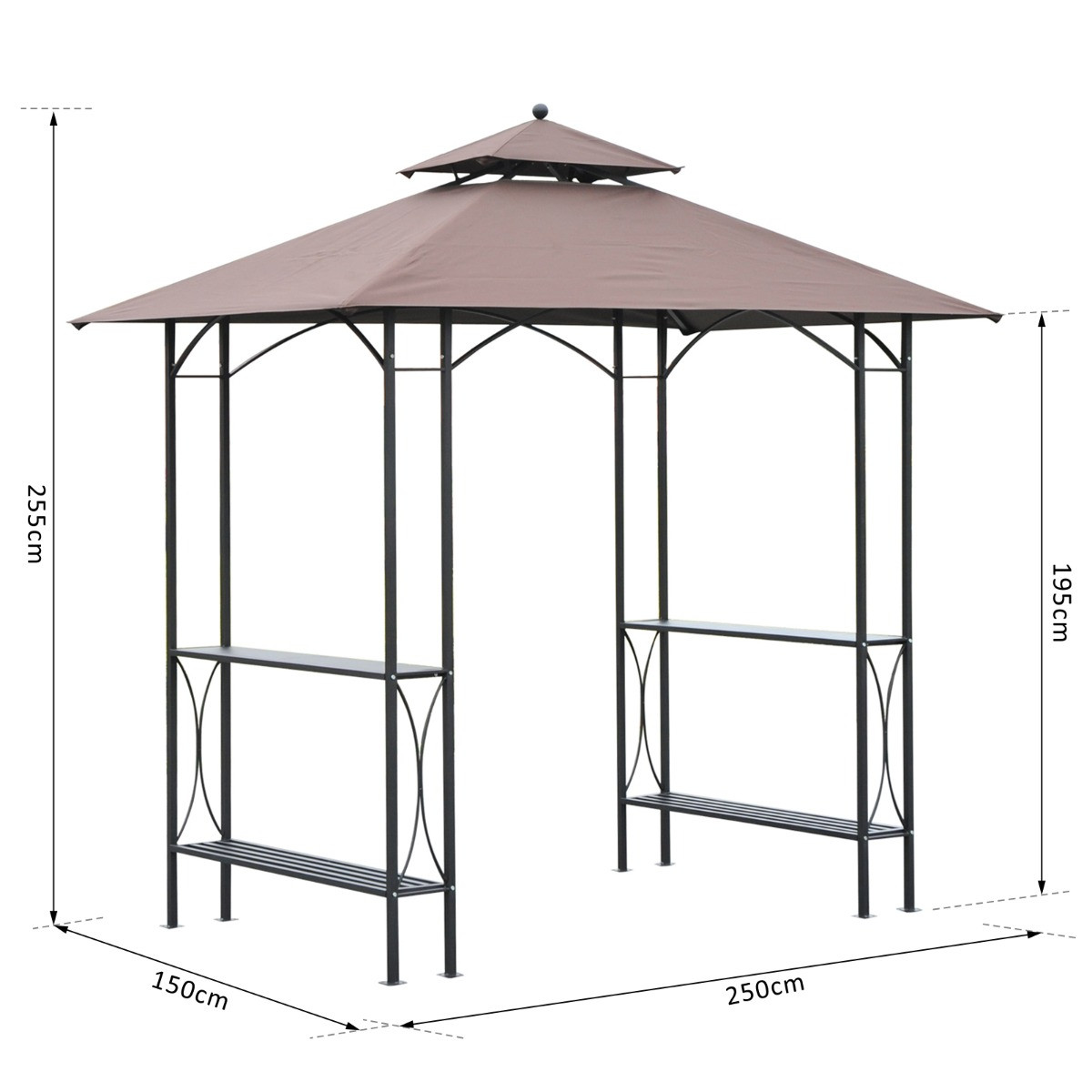 Outsunny Outdoor Gazebo, Coffee - 2.5 x 1.5 m>