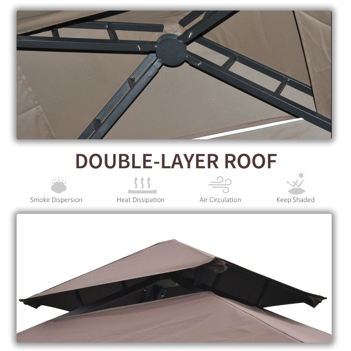 Outsunny Outdoor Gazebo, Coffee - 2.5 x 1.5 m>