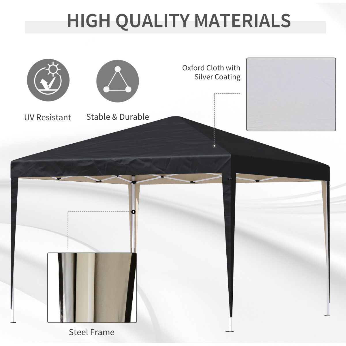 Outsunny Pop Up Gazebo, Black - 3 x 3 m>